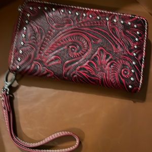Trinity West Red Embossed Leather Wallet